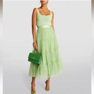NWT alice + olivia Tulle Chara Midi Dress in Pistachio